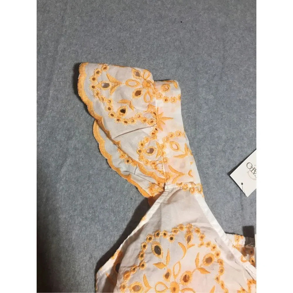 Womens NWT Cato Blouse Size 14/16 Orange White Boho Ruffle Tank Top Beachy - Picture 2 of 6